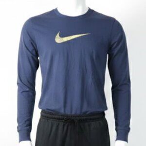 Nike Dri-FIT Mens XXL Shirt The Nike Tee Long Sleeve Blue Yellow Graphic T-Shirt